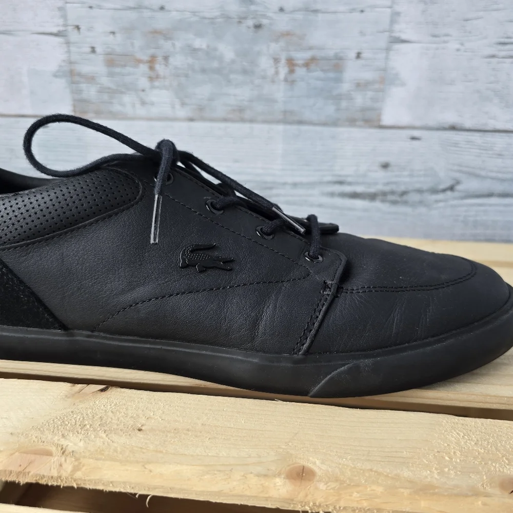 Lacoste Bayliss Black Leather Sneakers Lace Up Mens Size 11 - Picture 8 of 14